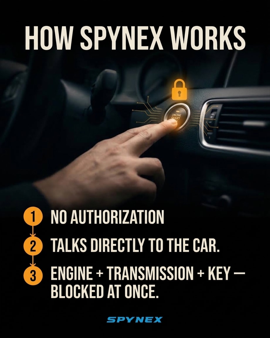 Automotive technician installing a Spynex CAN-bus immobilizer kill switch inside a vehicle